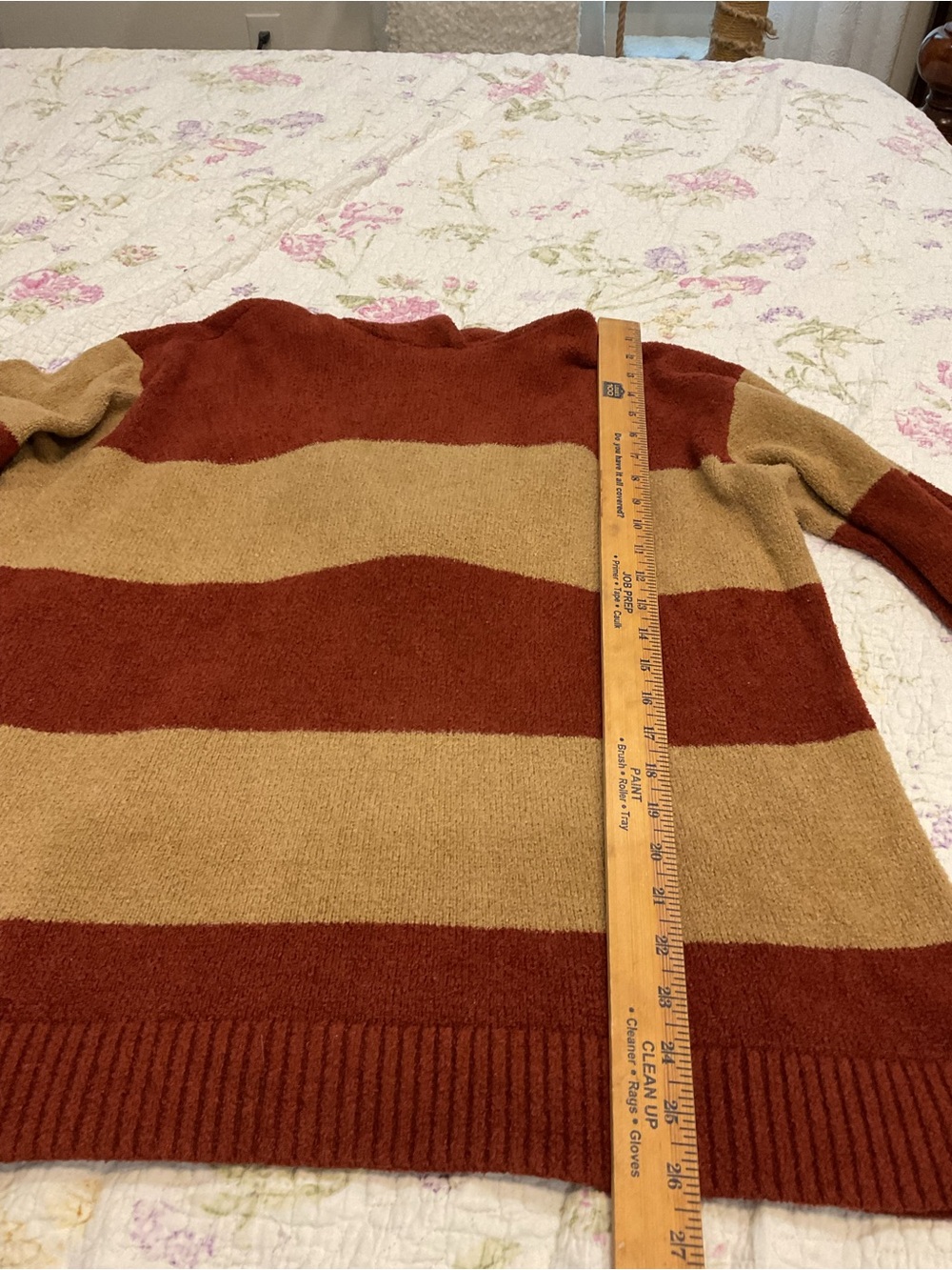 NWOT Lands' End Rust Red Striped Hooded Pullover - Picture 7 of 7